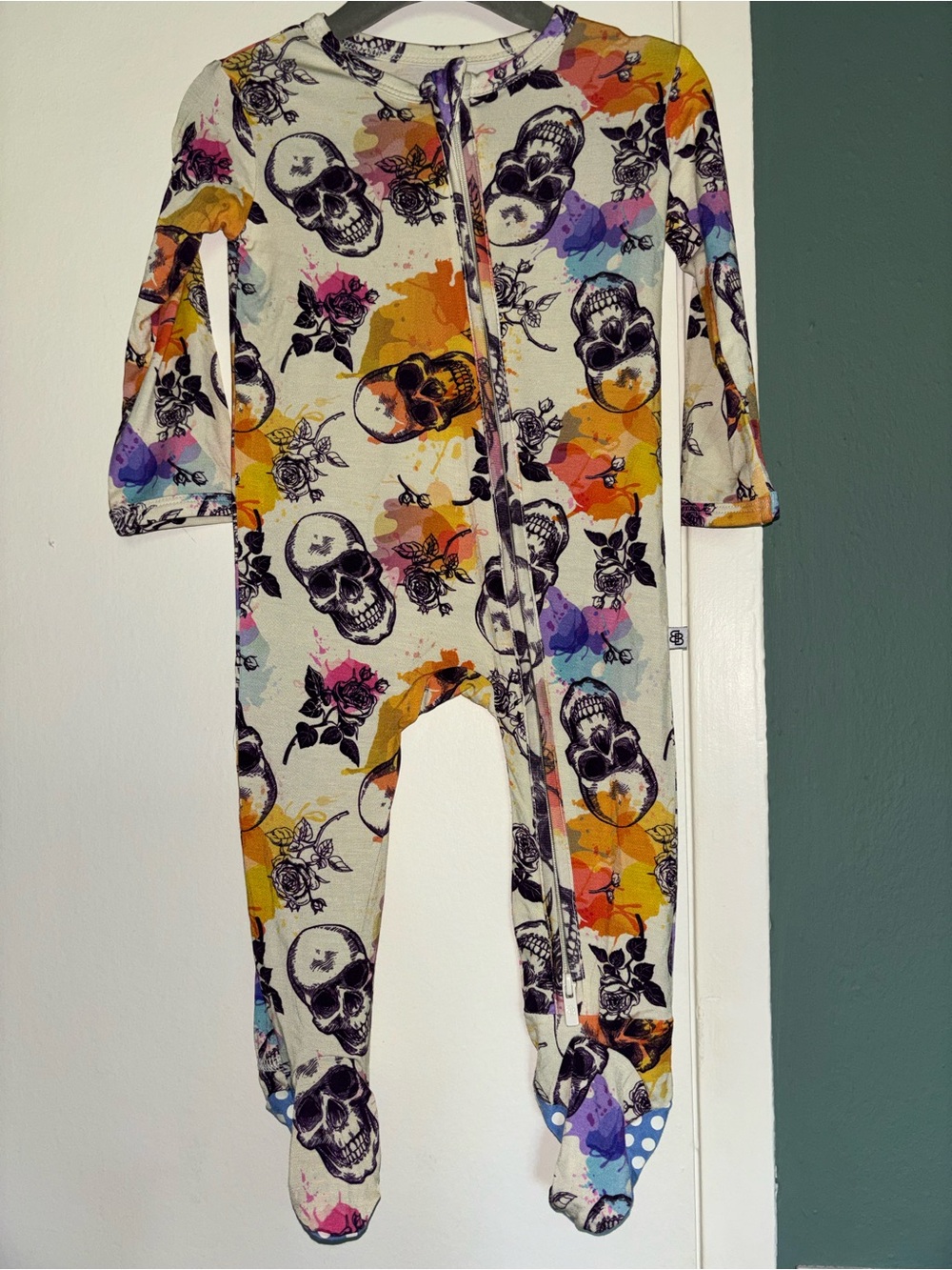 Little Bum Bums multicolor skeleton footie size 9-12m
